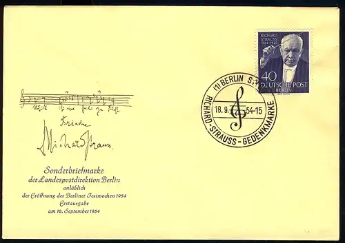 124 Richard Strauss 1954 - FDC ESSt Berlin 18.9.54