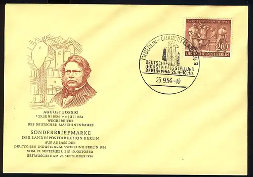 125 August Borsig & Deutsche Industrie-Ausstellung 1954 - amtlicher FDC