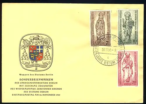 132-134 Evêque de Berlin et reconstruction des églises détruites 1955 - FDC officiel