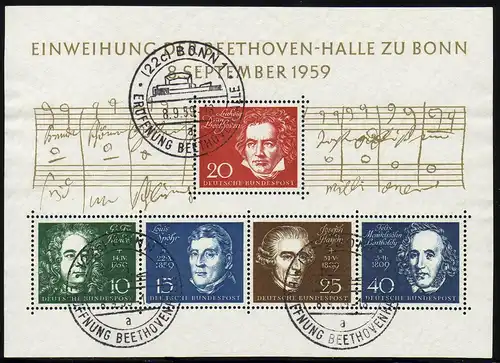 Bloc 2 Beethovenhalle 1959, ESSt Bonn, 3x lettre a)
