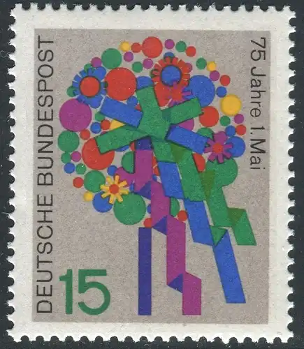 475 1.Mai 1965 mit PLF unten rechts gebrochenes D in DEUTSCHE, Feld 12 **