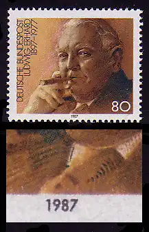 1308I Erhard mit PLF I schwarzer Fleck neben dem Krawattenknoten, Feld 50 **