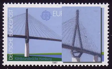 1322 Europe 80 Pf avec drapeau PLF sur le câble de pont, champ 11, **