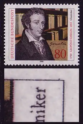 1377 Gmelin mit PLF schwarzer Fleck rechts oben auf dem Markenrahmen, Feld 46 **