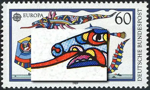 1417I Europa 60 Pf mit PLF I: zwei Punkte in der Drachenzunge, Feld 41, **