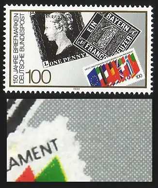 1479 Briefmarke, PLF breiter Zahn oben an der Flaggenmarke, Feld 26 **