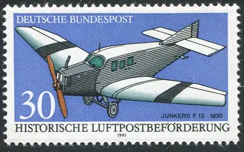 1522I Luftpost 30 Pf mit PLF I kurzer Flügelstrich und Kühlerbruch, Feld 34, **