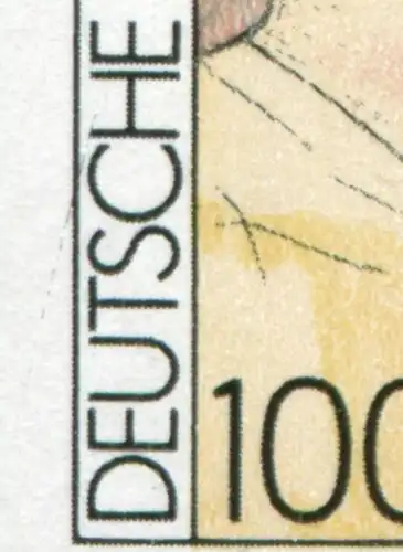 1573 Dix 100 Pf mit PLF schwarzer Strich über TSCHE von DEUTSCHE, Feld 6, **