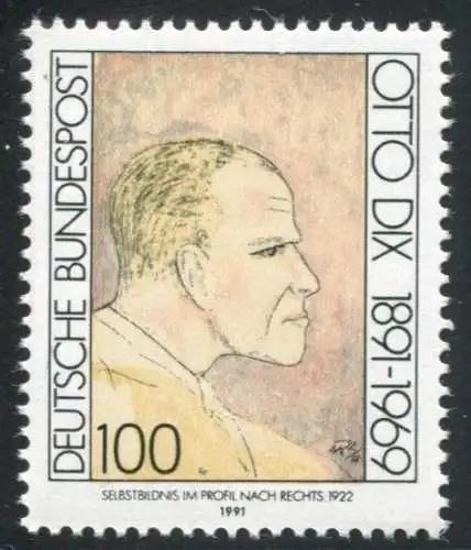 1573 Dix 100 Pf mit PLF schwarzer Strich über TSCHE von DEUTSCHE, Feld 6, **