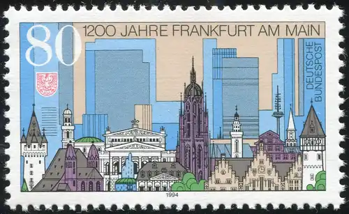 1721I Frankfurt mit PLF I gebrochene Wellenlinie im rechten weißen Turm, **