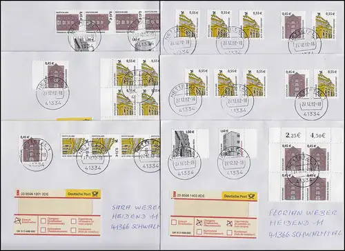 Neue Dauerserien in Euro: 9 portogerechte FDC Frauen & Sehenswürdigkeiten 2002