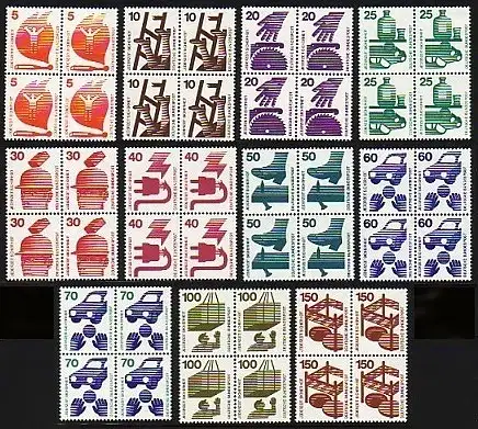 694 ff Accident 11 valeurs, jeu de quatre blocs, frais de port ** / MNH