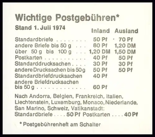 20aI a Unfall 1974, mit Zählbalken, postfrisch