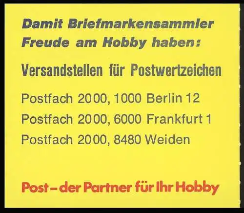 22IadK3 Markenheftchen BuS 1980 Buchdruck - postfrisch **