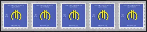 2236 Euro sk, 5er-Streifen mit GERADER Nummer, **