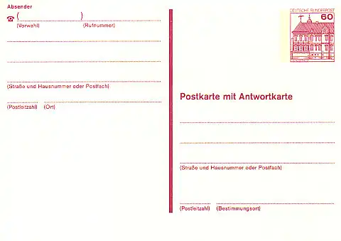 P 137 II BuS 60/60 Pf Letterset, Doppelkarte, ** wie verausgabt