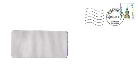 U 8/02 SWK 80/0,41, Wertstempel-Aussparung 26x31 mm, OHNE Fluoreszenz-Balken **