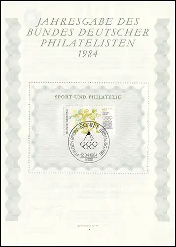 BDPh-Jahresgabe 1984 Sporthilfe Diskuswerfen