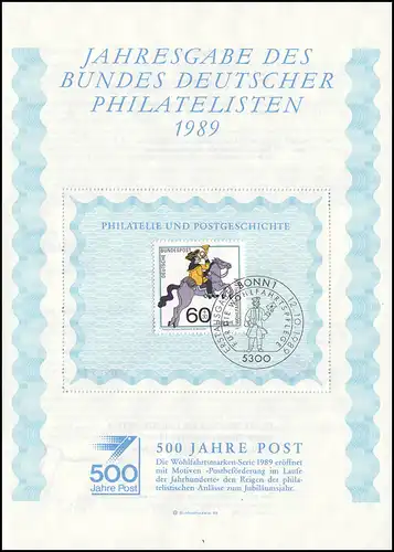 BDPh-Jahresgabe 1989 Wofa Postbeförderung Reiter