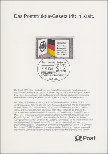 1421 EB 1/1989 Poststruktur-Gesetz - Typ II: OHNE Grußwort des Bundesministers