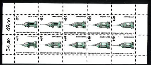 1860 SWK 690 Pf Eglise de Hambourg - Bogen 10 **