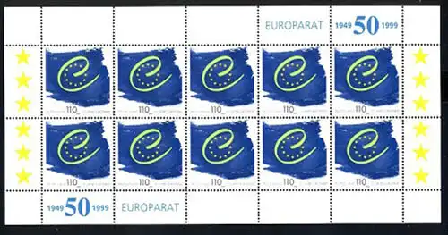 2049 Europarat - 10er-Bogen, postfrisch **