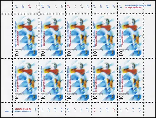 2074 Fußballmeister FC Bayern München 1999 - 10er-Bogen **