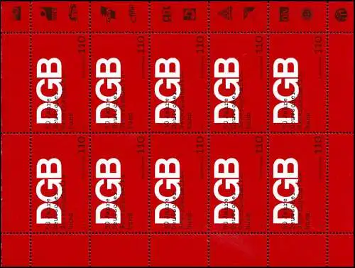 2083 Deutscher Gewerkschaftsbund DGB - 10er-Bogen, postfrisch **