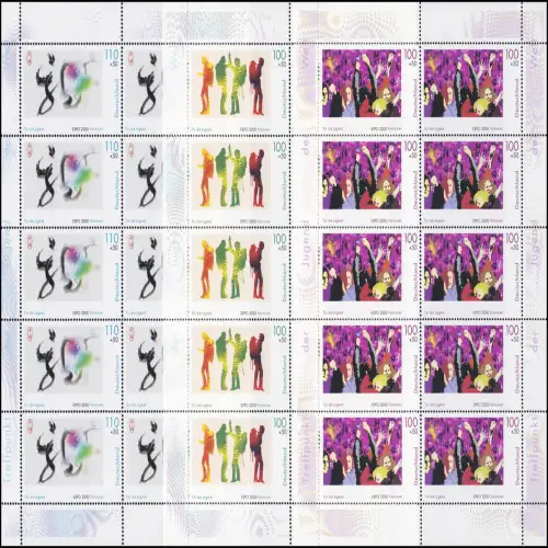 2117-2122 EXPO 2000 Hannover: Treffpunkt der Jugend der Welt, 10er-Bogen-Satz **