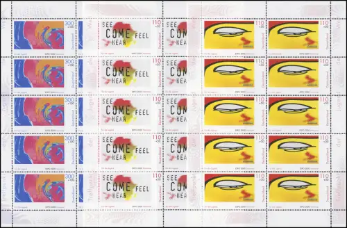 2117-2122 EXPO 2000 Hannover: Treffpunkt der Jugend der Welt, 10er-Bogen-Satz **