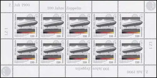 2128 Zeppelin-Luftschiff und Graf von Zeppelin - 10er-Bogen **