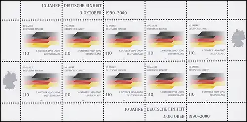 2142 Deutsche Einheit und Deutsche Staatsflagge - 10er-Bogen **