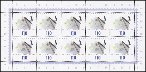 2148 Tag der Briefmarke: Briefumschlag und Schreibzeug - 10er-Bogen **