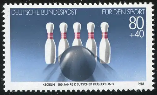 1238 Sport 80 Pf mit PLF schwarze Punkte oben im 4. Kegel, Feld 4, **