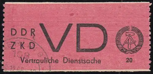 1A Dienst (D) vertrauliche Dienstsache VD - Bedarfsstück mit Rundstempel
