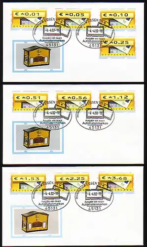 5.1 Boîte aux lettres 0,01-3,68 Euro 10 valeurs sur FDC