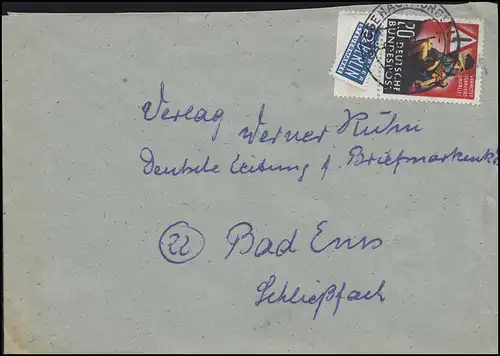 162 Verkehrsunfall-Verhütung Unterrandstück + Notopfer EF Brief GAGGENAU 9.9.53