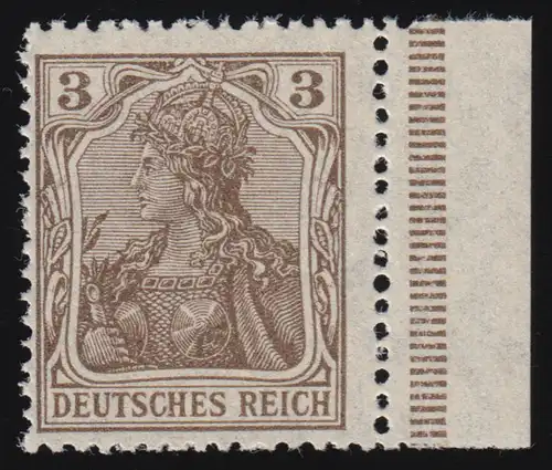 84 IIb Germania 3 Pf. Dt. Reich Kriegsdruck, postfrisch ** / MNH, geprüft BPP