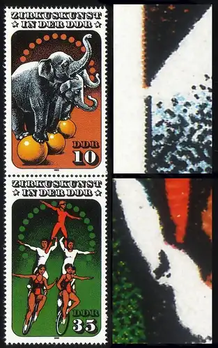 2983+2985 Art du cirque, couple d'impression à 2 PLF, **