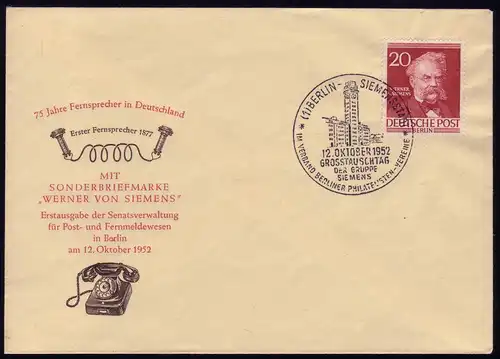 97 Hommes de Berlin 20 Pf. Werner von Siemens - FDC officiel