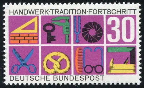 553 Handwerk mit PLF roter Strich oben im Bogen der 3 von 30, Feld 12, **