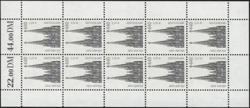 2206 SWK 440 Pf / 225 centimes de Cologne Dom - Bogen 10 **