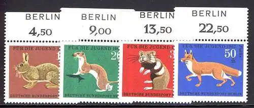 299-302 Jeunes Gibier haute 1967 - ensemble OR avec impression BERLIN, frais de port **