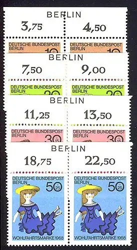 322-325 Puppen BERLIN-Zudruck OHNE Farbstreifen, ** postfrisch