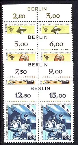 342-345 IPTT-Kongress - BERLIN-Zudruck, Oberrand-Paare, Satz  **