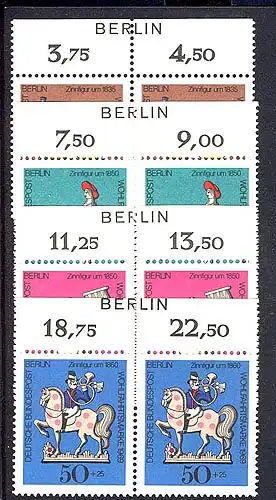 348-351 Wofa 1969 - BERLIN-Zudruck, Oberrand-Paare, Satz **