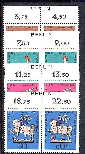 348-351 Wofa 1969 - tirage BERLIN, paires de Haute-rand, phrase **