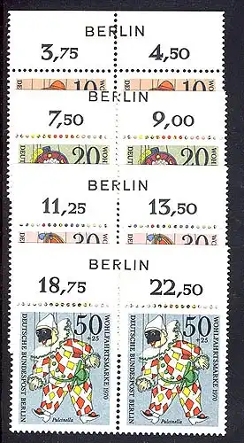 373-376 Wofa Marionetten 1970 als OR-Paare mit BERLIN-Zudruck, Satz **