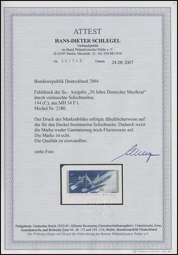 2380 F Musicrat Pression sur le côté du couvercle (sans fluorescence) ** FA Schlegel