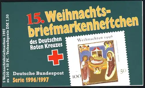 DRK/Weihnachten 1996/97 Christi Geburt 100 Pf, 5x1892 15.MH ESSt Bonn